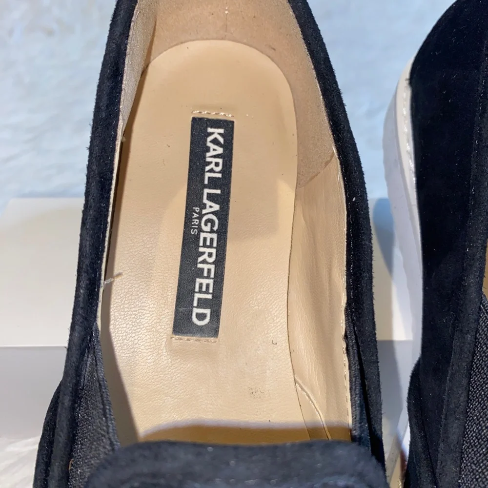 NWOT Karl Lagerfeld CYRA Suede Black Loafers SZ 6 - Picture 4 of 5